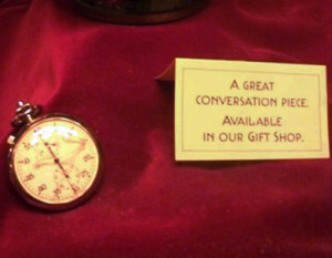 Twilight Zone references in the Tower of Terror a stopwatch from "A Kind of a Stopwatch" in a glass display case